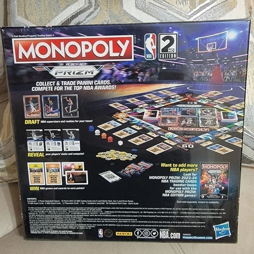 2023-24 Panini Prizm Monopoly NBA 2nd Edition Board Game/NEW!!